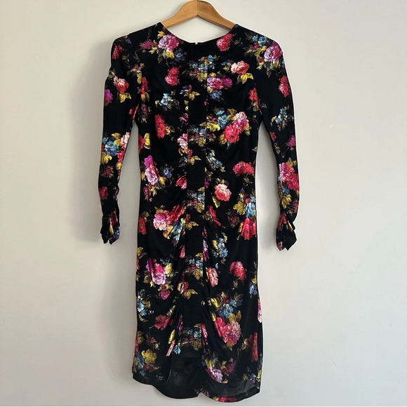 Parker Women's Adrienne Long Sleeve Fitted Ruched Front Mini Dress Size: 4 - Picture 3 of 6